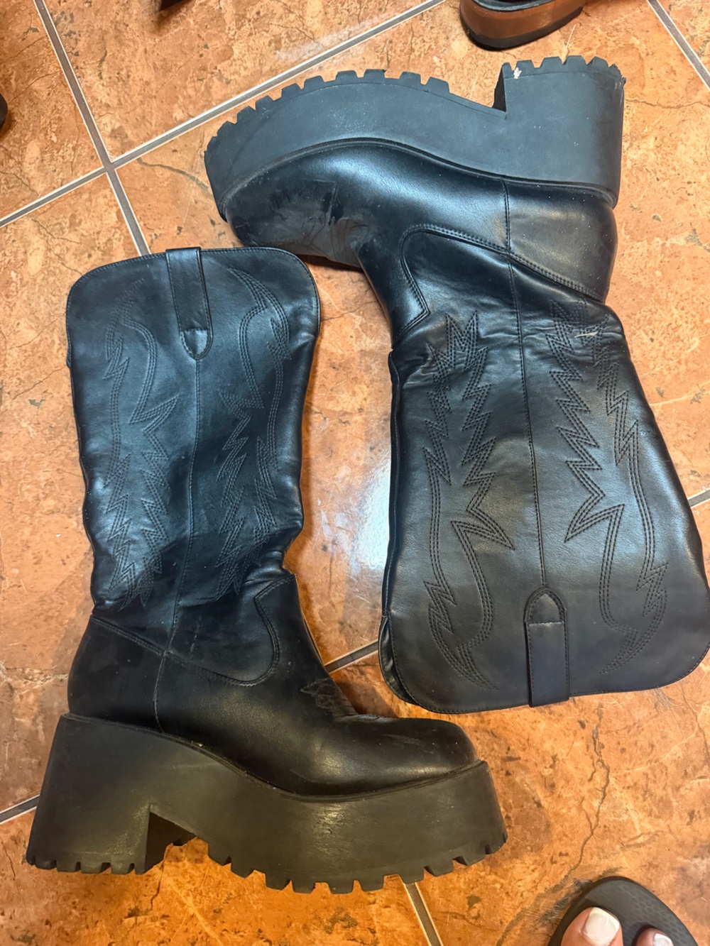 Black Leather Western Boots